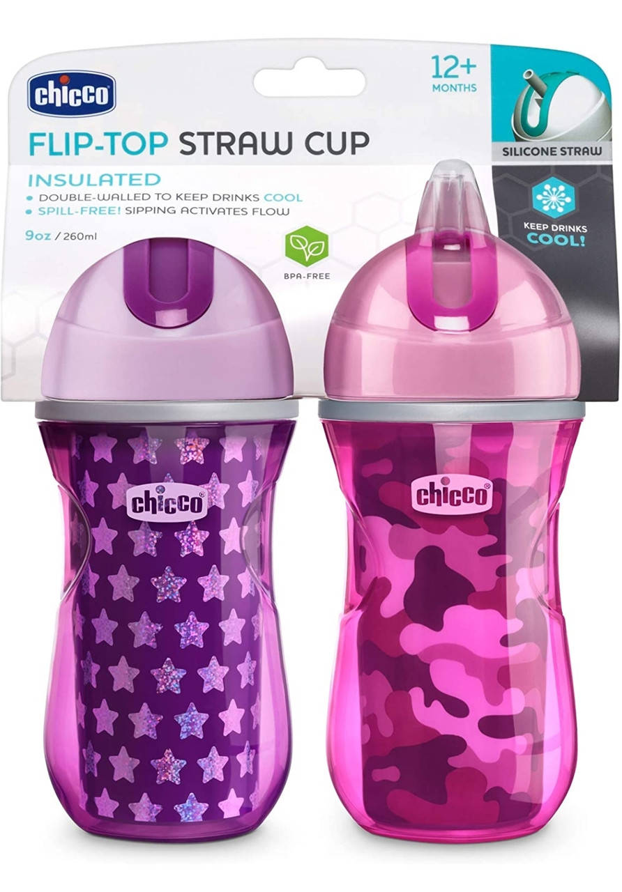 

Поилка бутылочка chicco insulated flip-top 12m+ розовая фиолетовая, Розовый