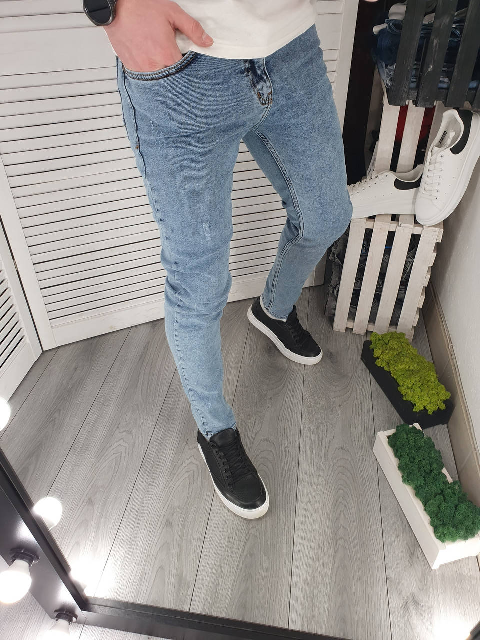 

Джинсы голубые мужские зауженные DENIM | Мужские джинсы ЛЮКС качества 33
