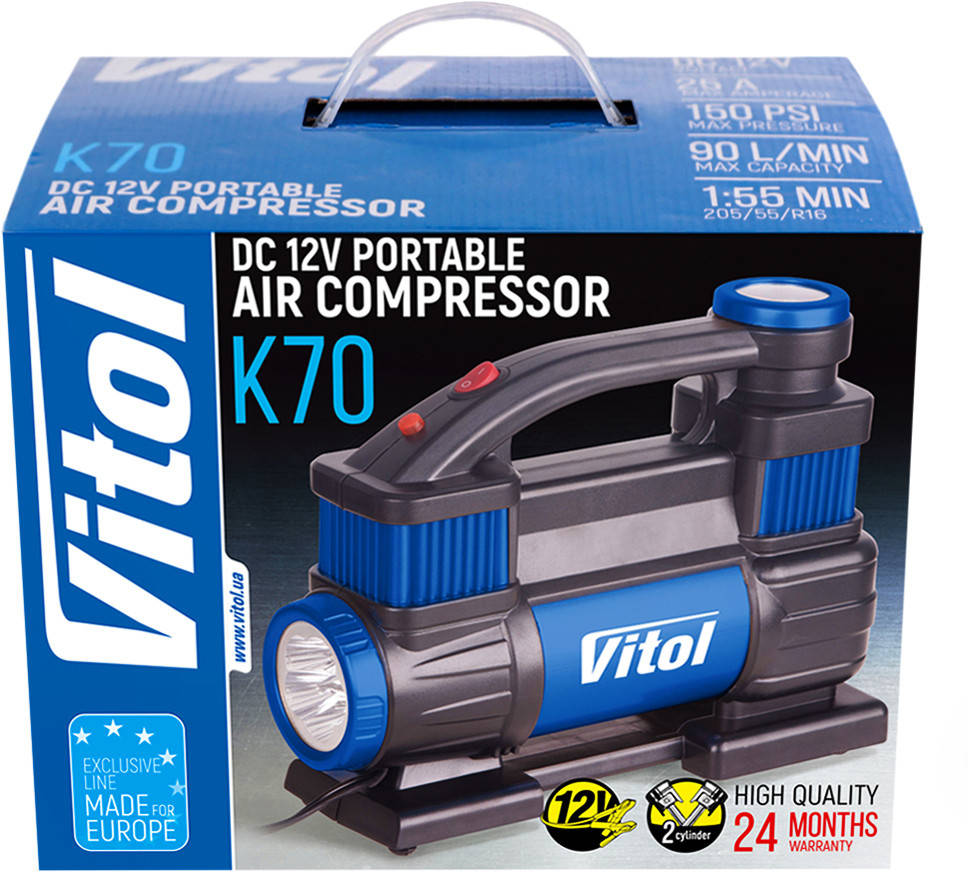 

Компрессор 2-х цилиндровый Vitol K-70 с фонариком
