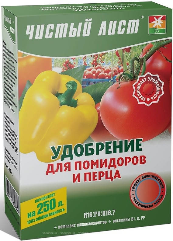 

Удобрение Чистый Лист коробка Томаты и перцы 300г