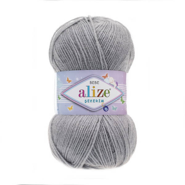 

344 Пряжа Alize Sekerim Bebe серебряно-серый