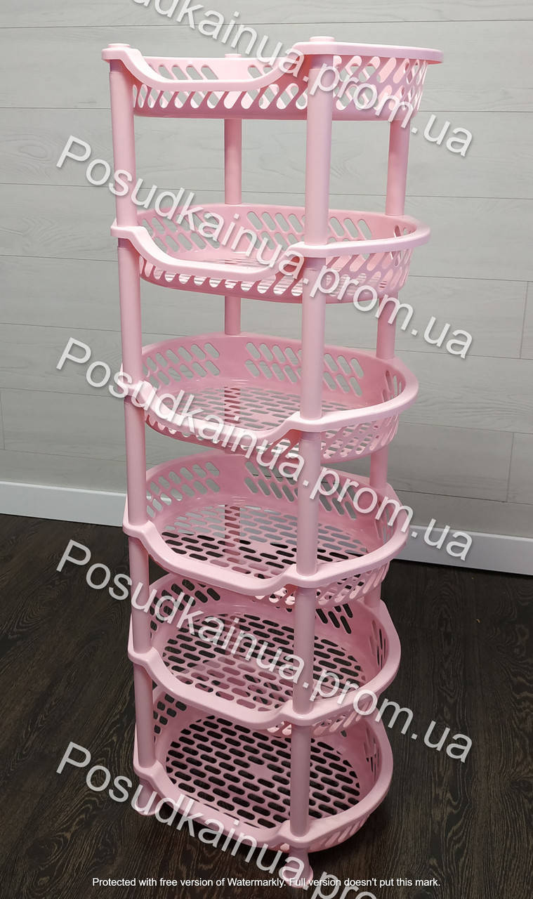 

Овальная этажерка для ванной и кухни EFE Plastics 6 ярусов розовая