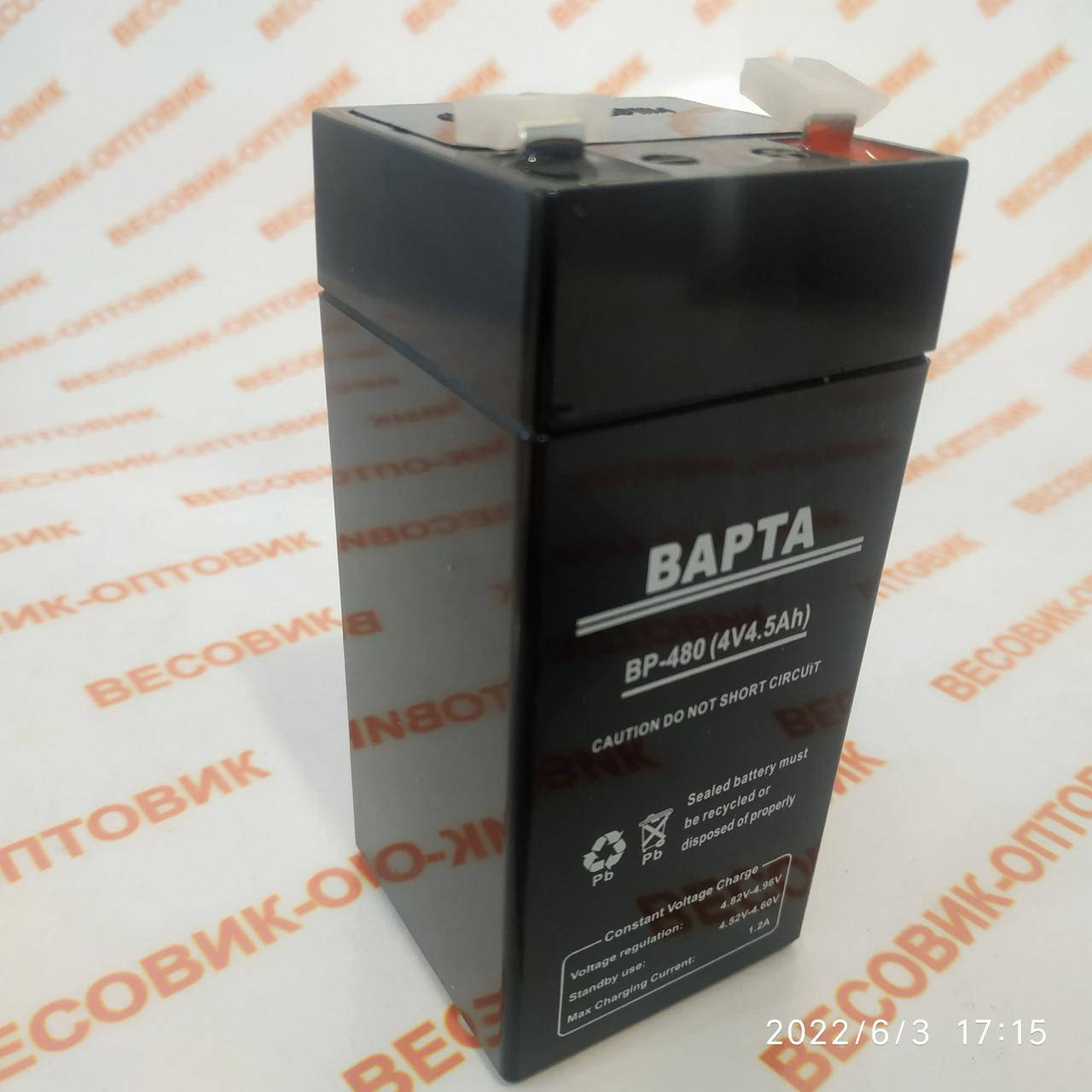 

Аккумулятор (АКБ) для весов KELI,. Zemic "Варта" 4v/4,5a размер 102х47х47мм