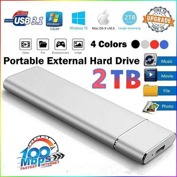 

Портативный внешний мини жесткий диск WORUIJIA USB3.1 , 2 ТБ 2000гб