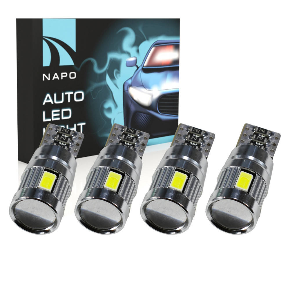 

Лампа автомобильная LED T10-5630-6smd-CAN.t10-062 W5W T10 комплект 4 шт цвет свечения белый
