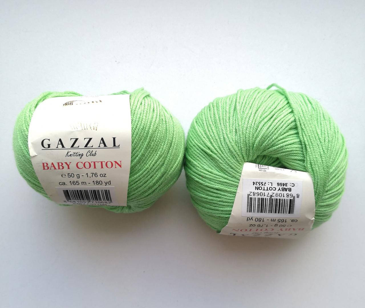 

Пряжа для вязания Беби Коттон Gazzal Газзал (Baby Cotton Gazzal) 3466 зеленый, Зелёный