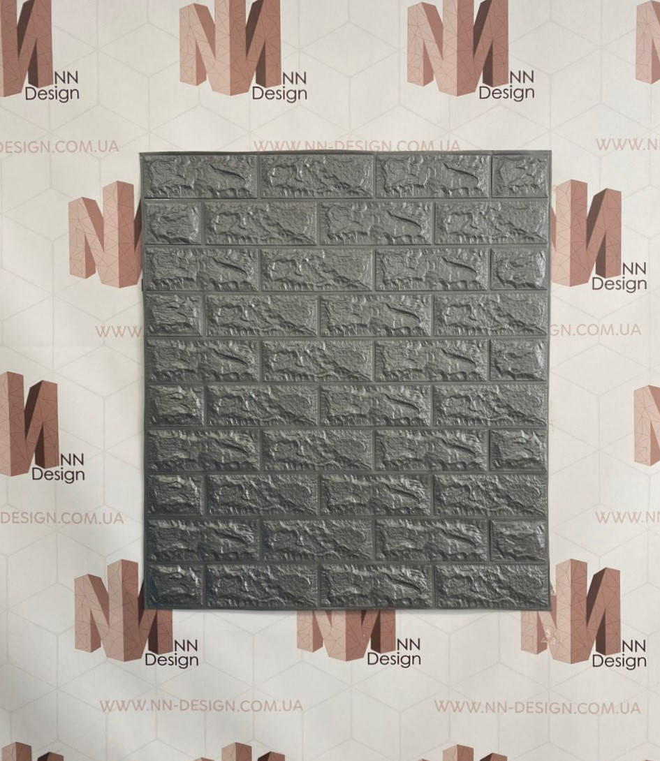 

Декоративная стеновая 3Д панель самоклейка под кирпич серая 77*70 см 5 мм NNDesign