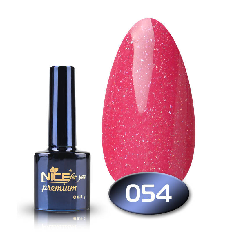 

Гель-лак Nice for you Premium 054 пурпурно розовый с блестками 8,5 мл