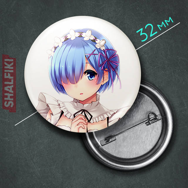 

"Рем (Жизнь с нуля / ReZero)" значок круглый на булавке Ø32 мм