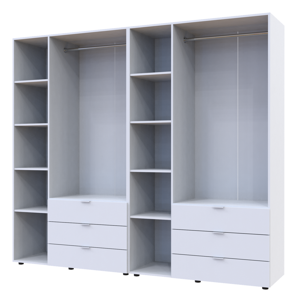 Розпашна Шафа для одягу Doros Гелар комплект Білий 3+3 ДСП 232,4х49,5х203,4 (42002119) 2