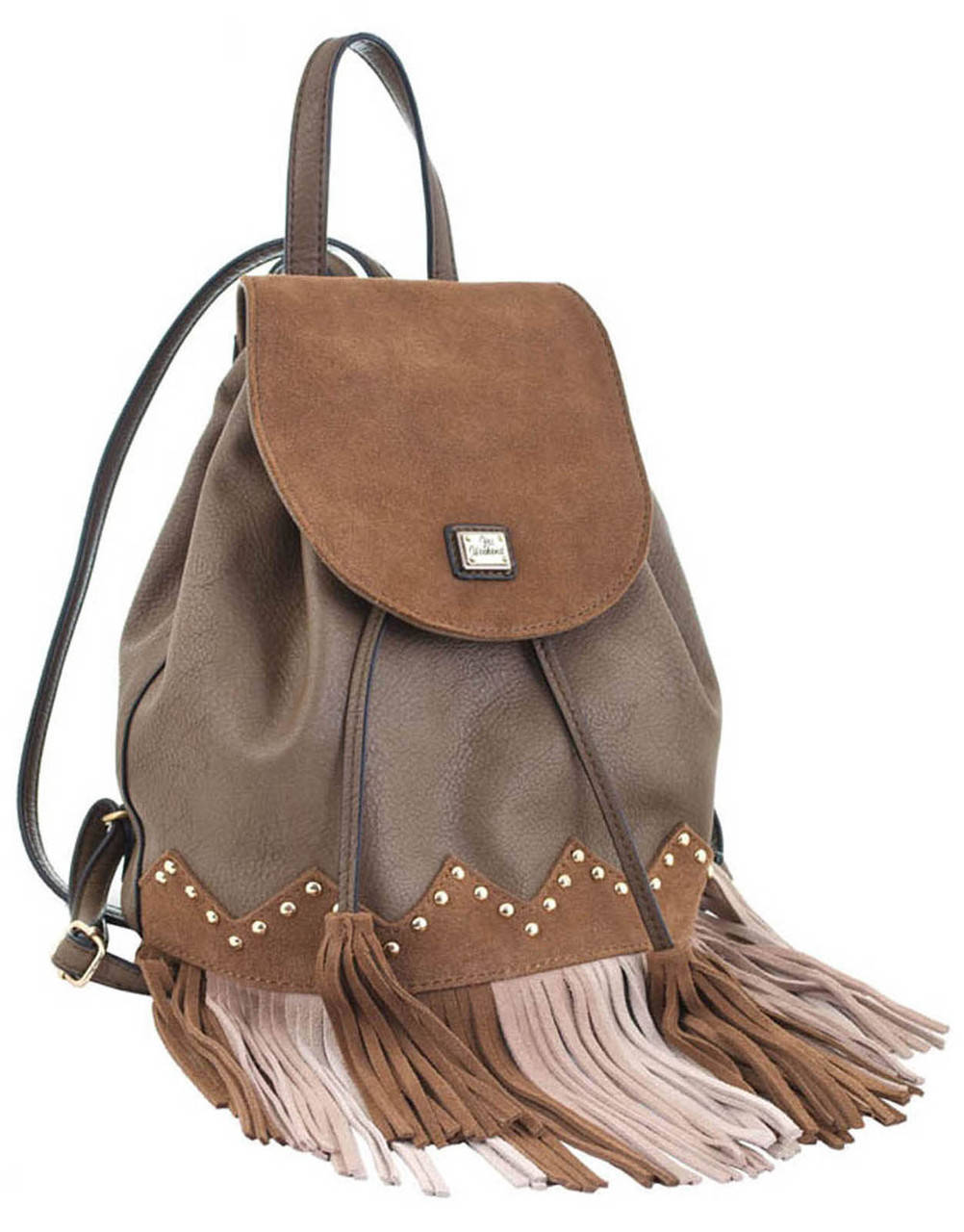 

Сумка-рюкзак женский YES коричневый с бахромой 25*21.5*21 код: 554119