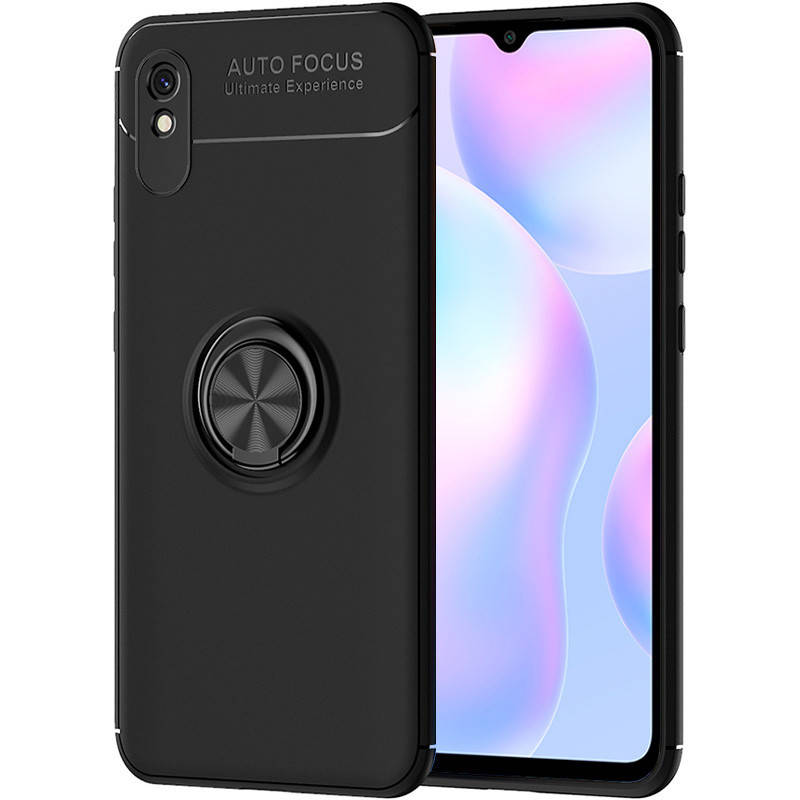 

Чехол для Xiaomi Redmi 9A противоударный с кольцом подставкой чехол на телефон сяоми редми 9а черный CWR