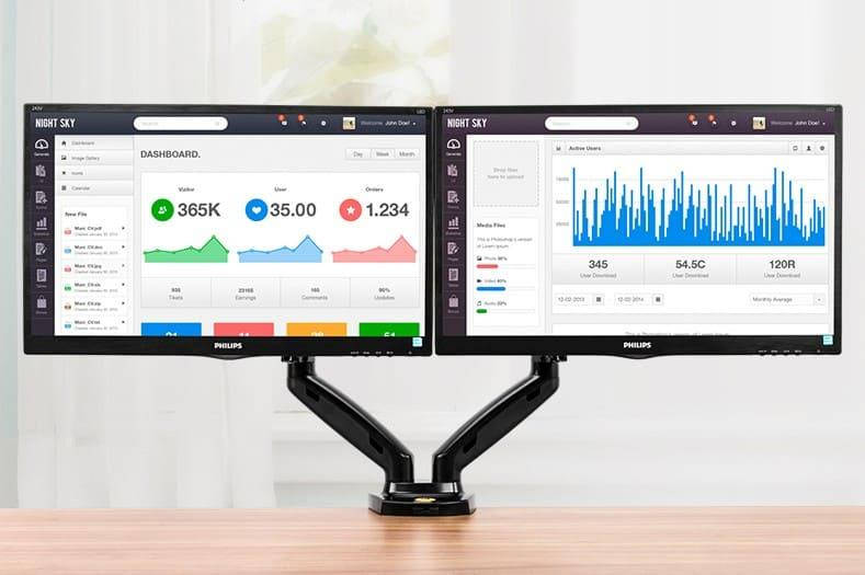 

Настольное крепление для двух мониторов North Bayou NB F160 17-30 дюймов, Черный