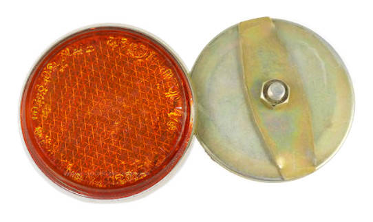 

Катафот круглый на гайке оранжевый, крепление на спицы