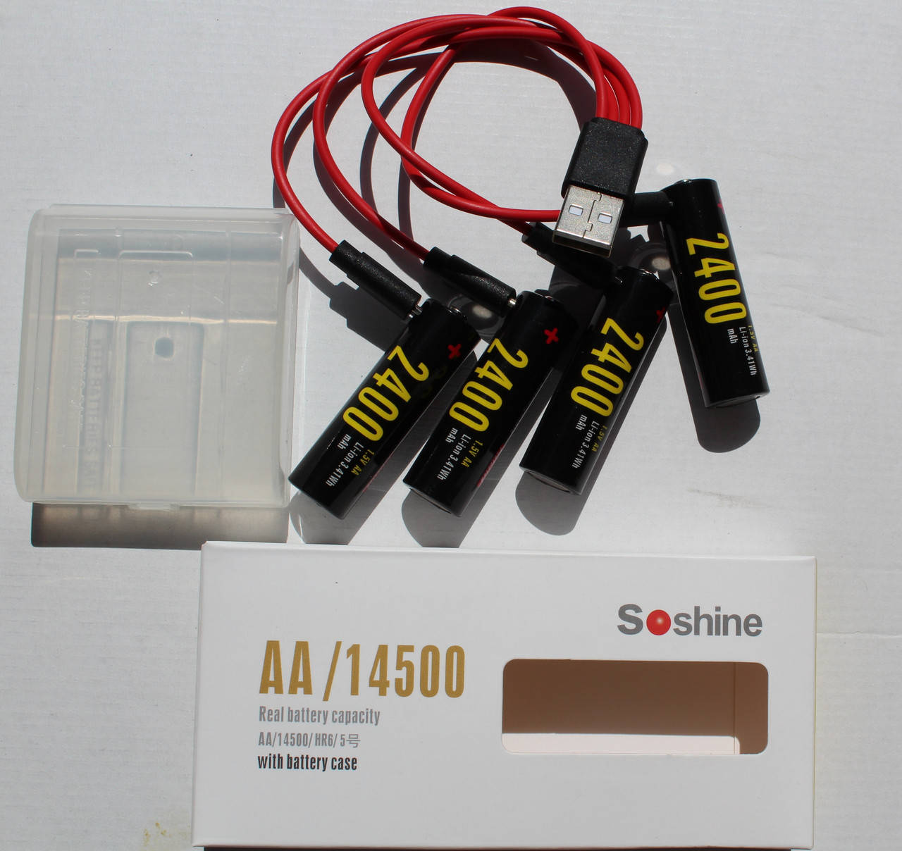

Аккумулятор Soshine AA 2400 mAh 1.5V, Li-ion, с портом micro USB. Комплект 4 штуки