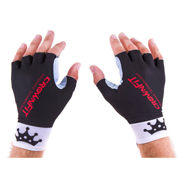 

Перчатки вело,фитнес CrownFit Lycra+Amara M, бело-черные