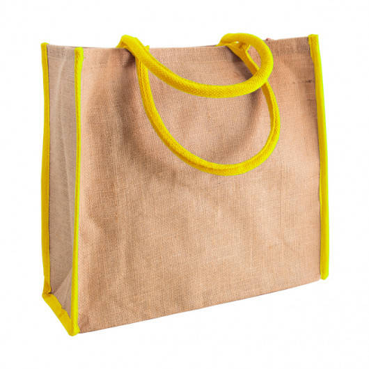 

Сумка хозяйственная бежевая IVONA из джута с ручками и ламинацией Жёлтый
