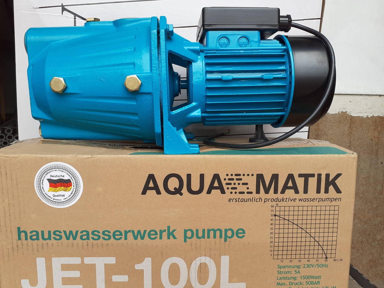 

Насос бытовой Германия 1.1 кВт большой мощности Aquamatik JET-100L (Акваматик)