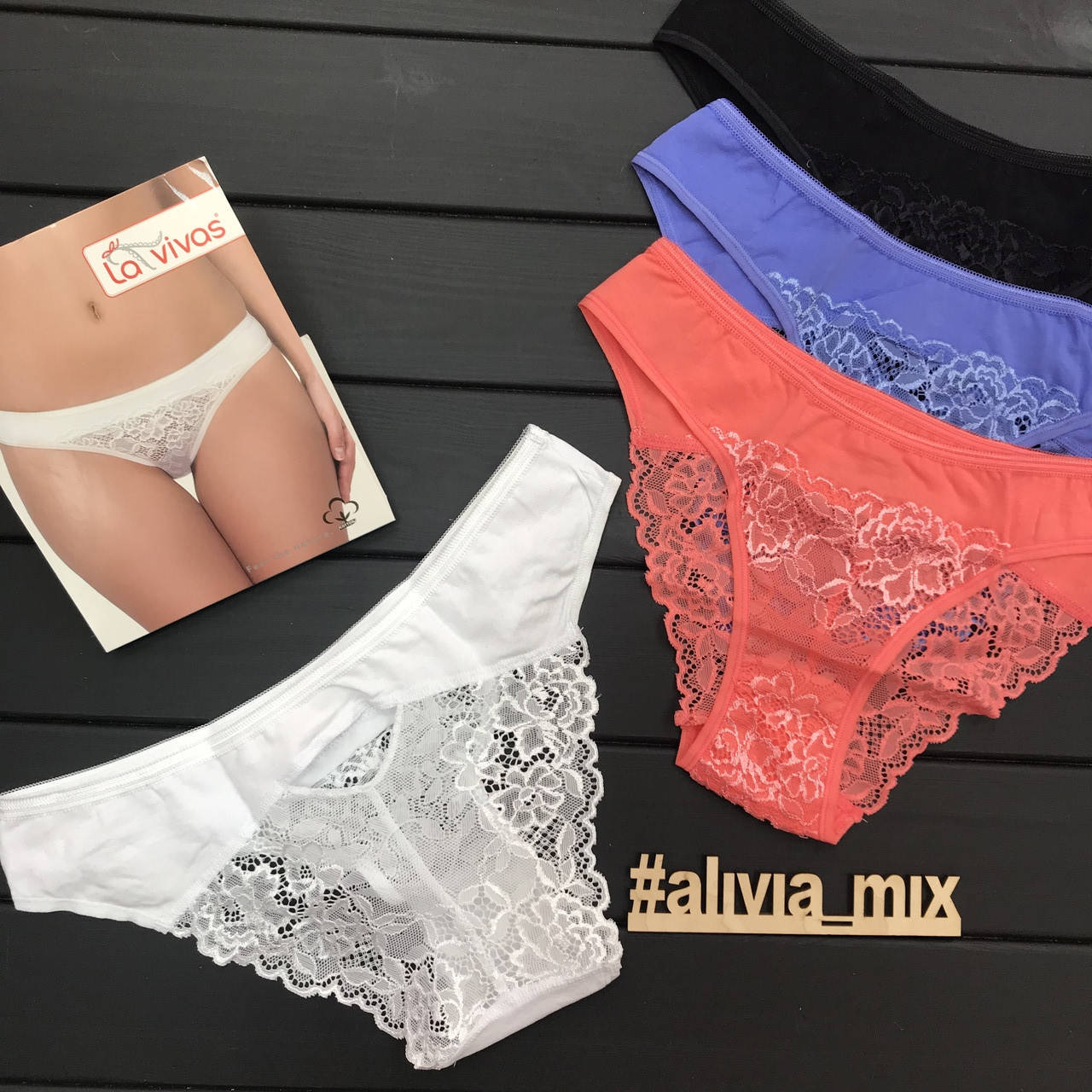 

Трусики La vivas кружево+хлопок XL, Белый