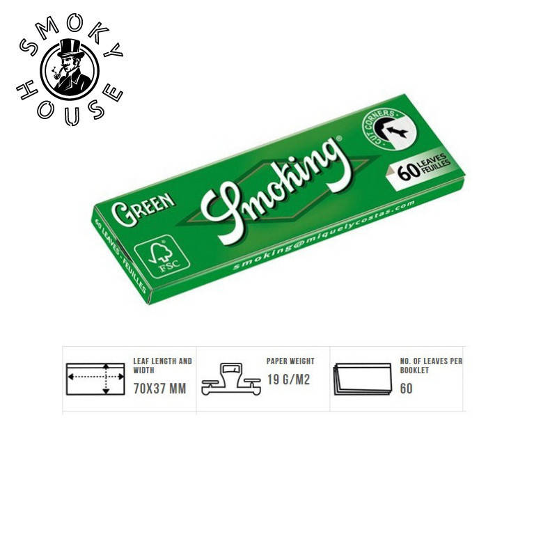 

Бумага для самокруток Smoking green 60 (зеленая) зелений