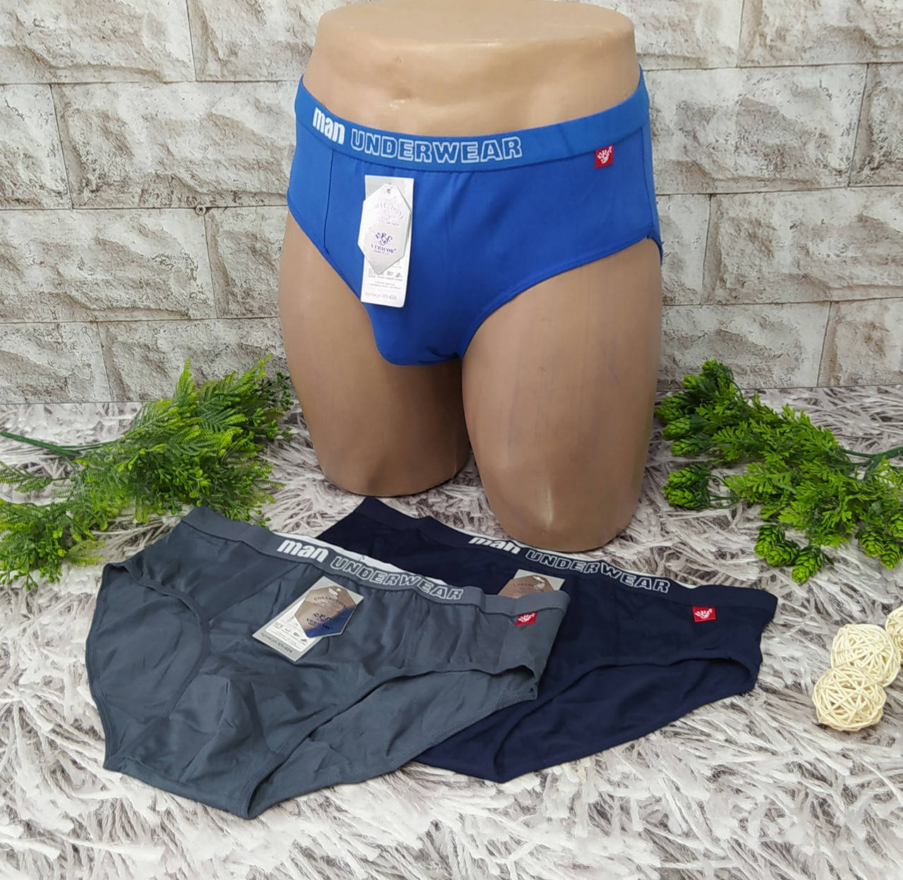 

Трусы мужские плавки р. 4XL 54-56 слипы хлопок Vericon V1-424, Разные цвета