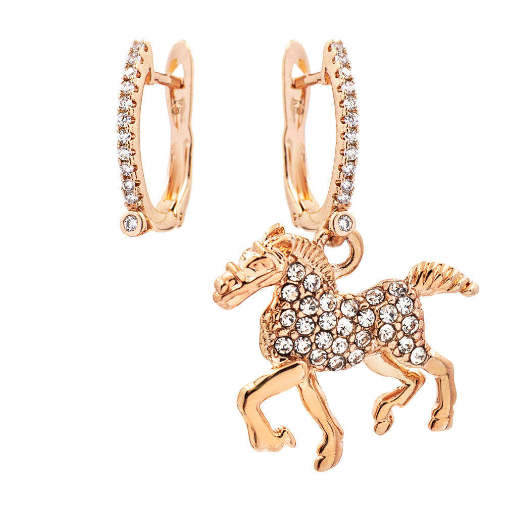 

Серьги подвески,позолота, "Пони"