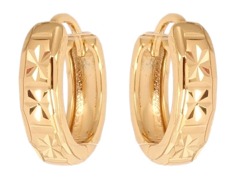 

Серьги Xuping Позолота 18K колечки "Узор снежинки насечками"