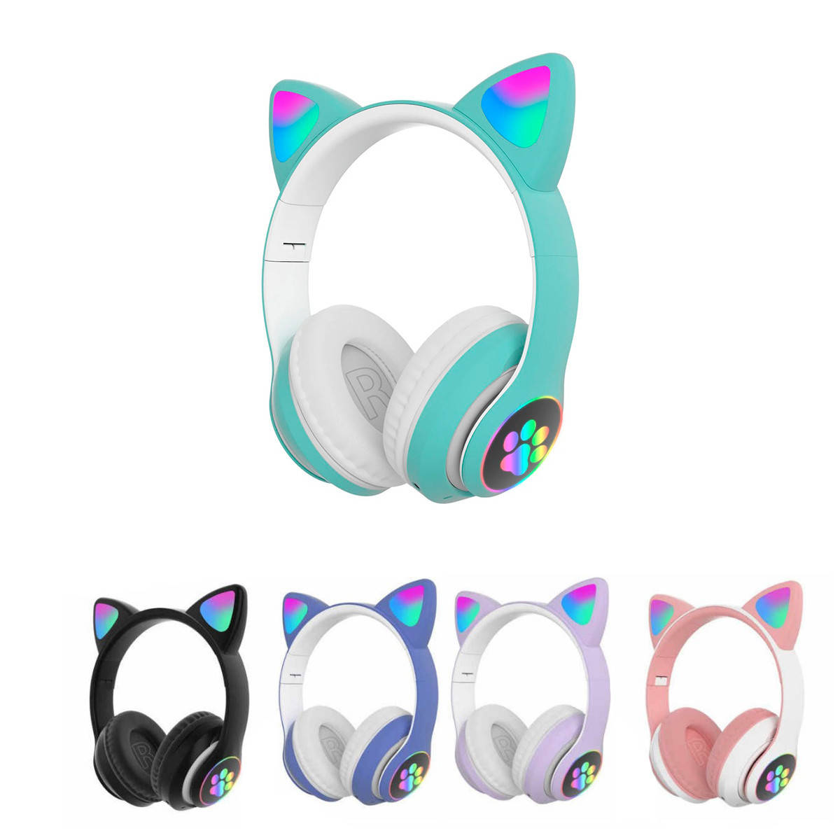 

Bluetooth наушники с подсветкой CAT STN-28 Блютуз наушники с ушками (Бирюзовый) (TS)