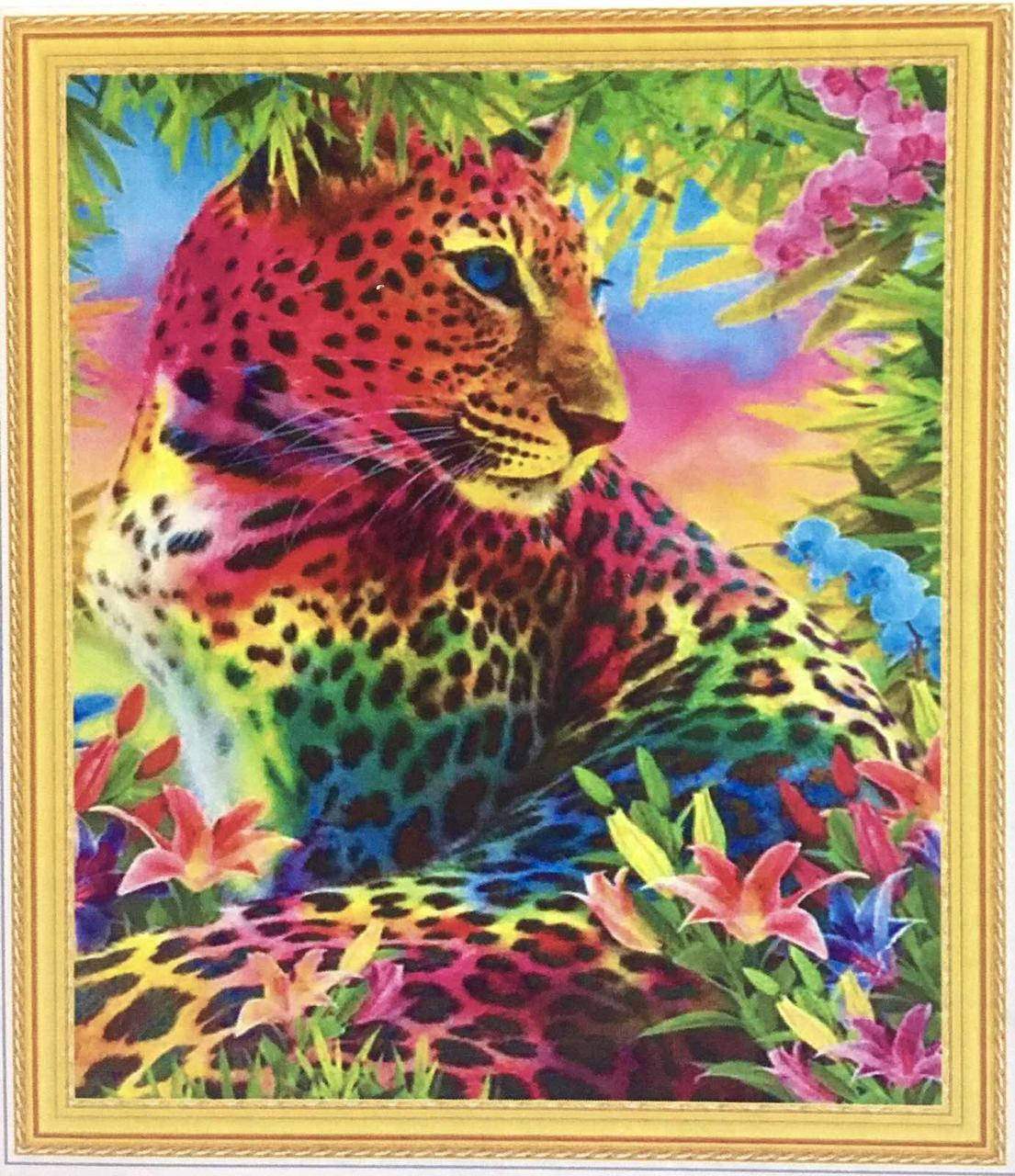

50*40см Радужный леопард, алмазная живопись, полная выкладка
