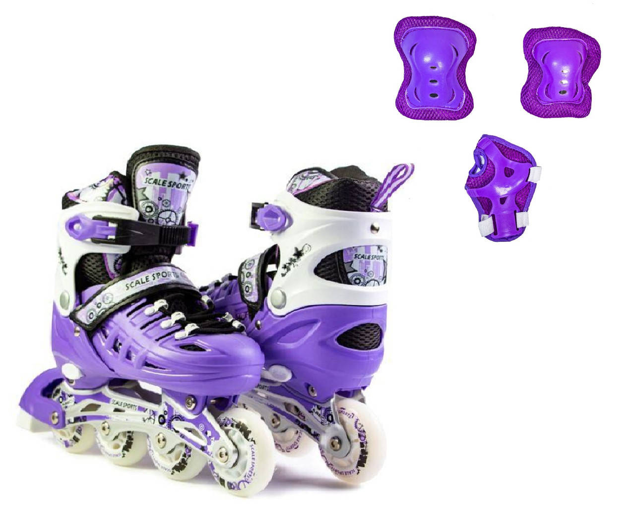 

Ролики с защитой Scale Sports Фиолетовые, размеры 29-33, 34-38, Фиолетовый