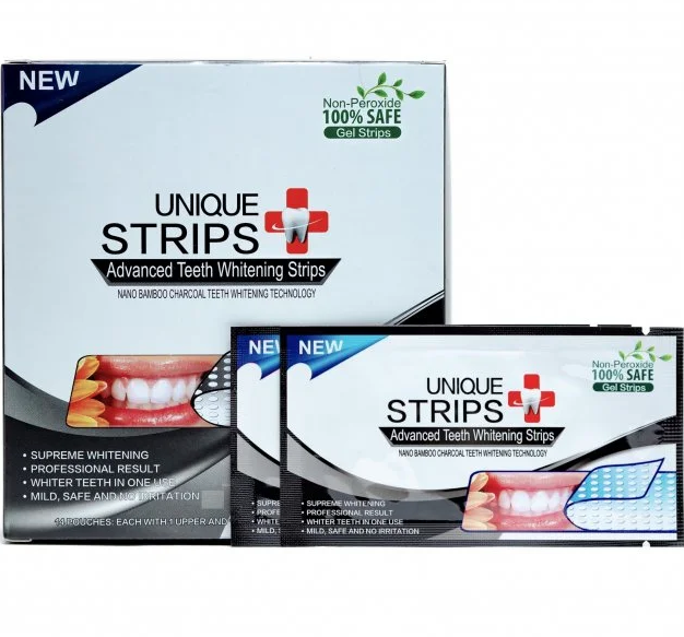 

Отбеливающие полоски для зубов UNIQUE STRIPS BLACK Intensive 14 шт