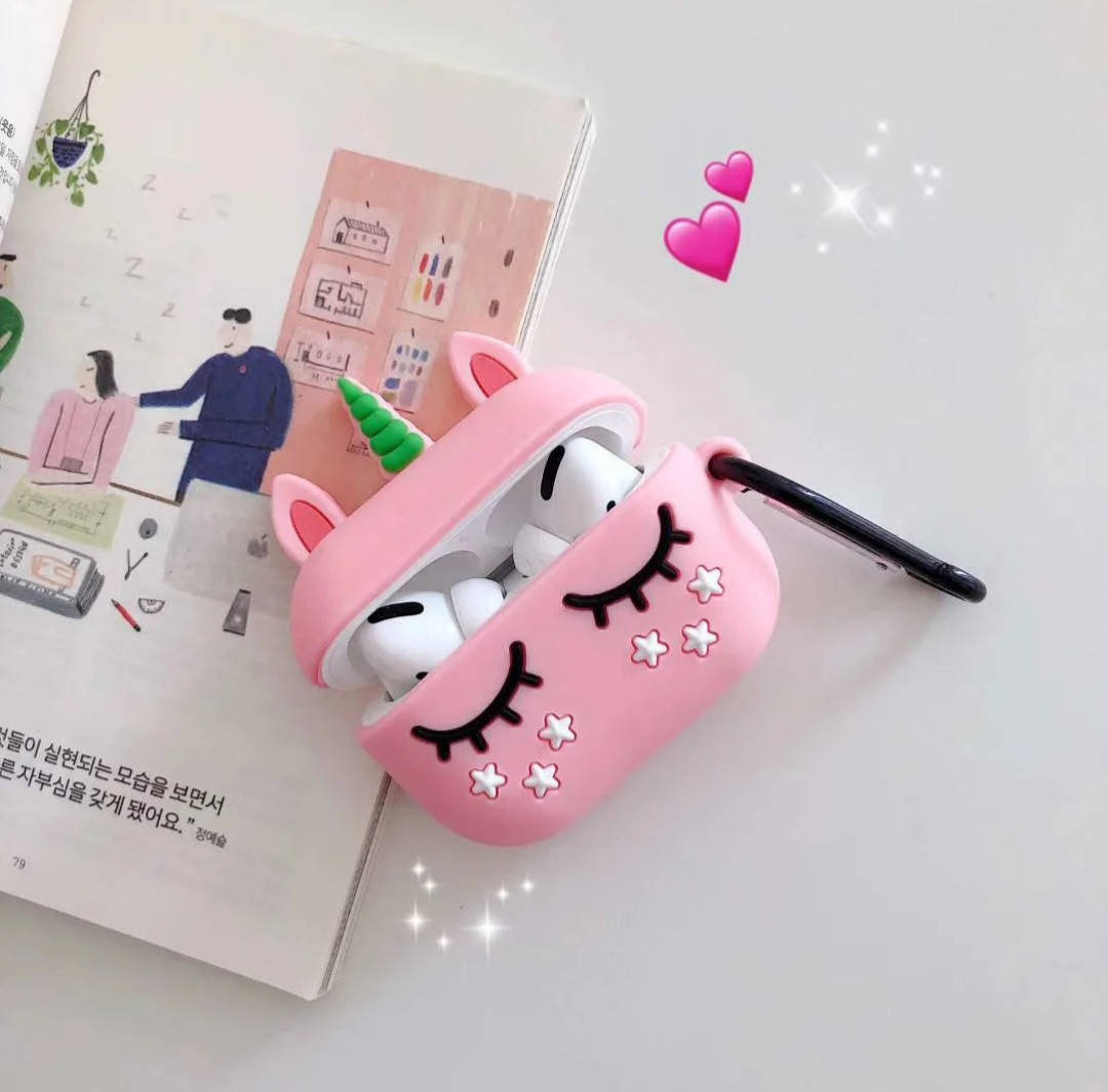 

Чехол футляр для наушников AirPods Pro Единорог розовый