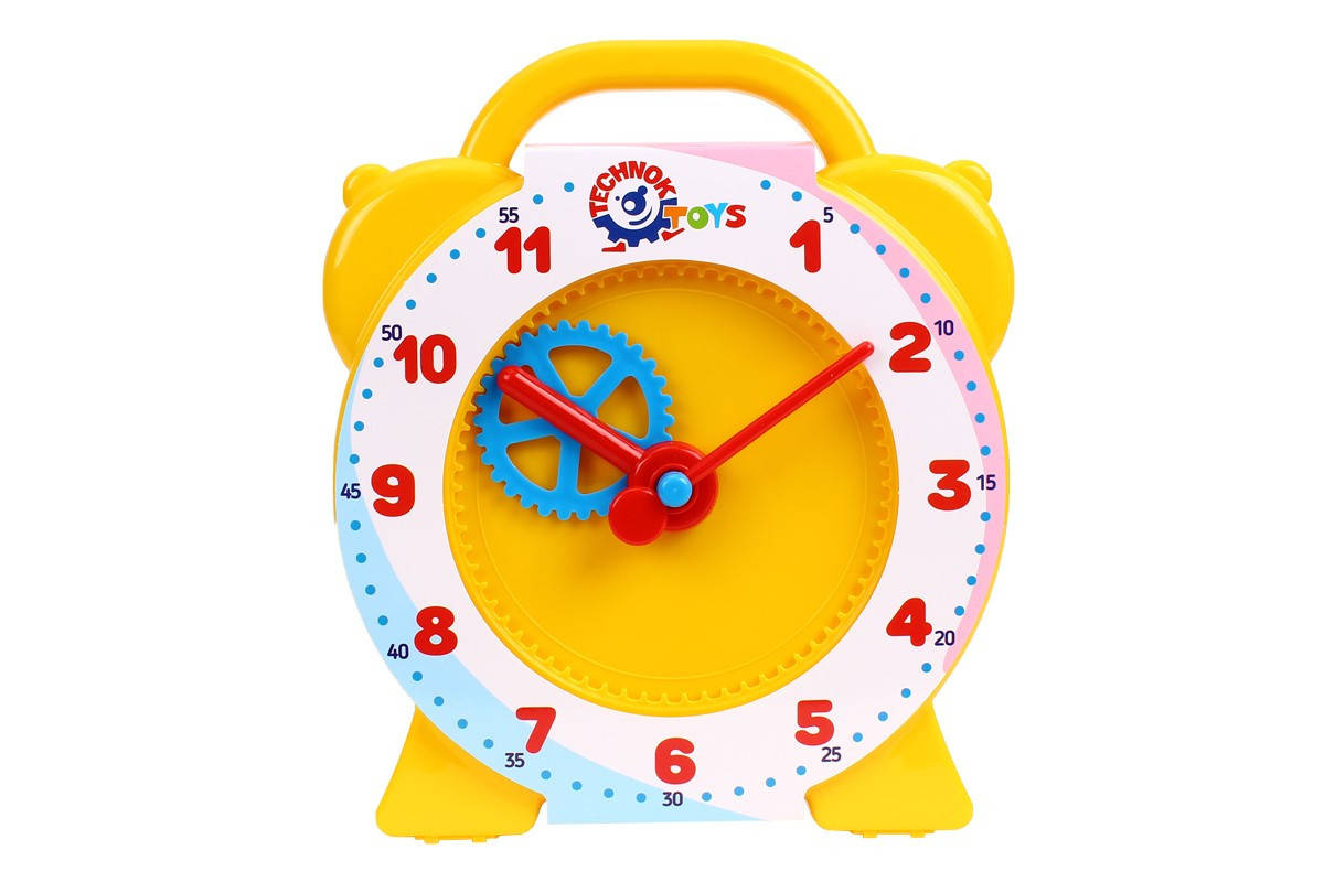 

Часы ТехноК 7914 часовая и минутная стрелки двигаются цифры обучающая развивающая детская игрушка для детей, Желтый