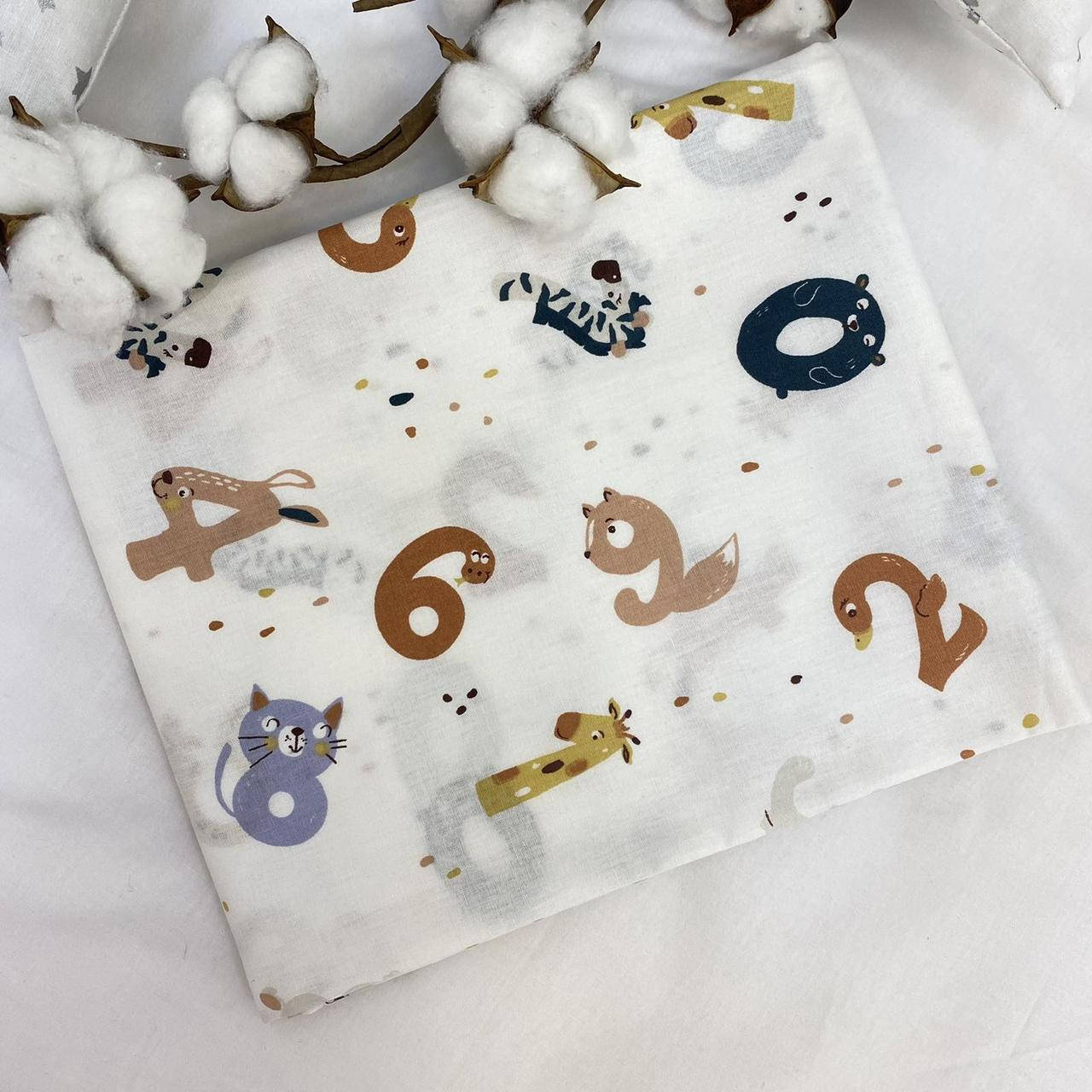 

Пеленка детская хлопковая цифры Размер 80см*100см. ХП-827, Разные цвета