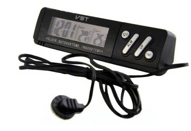 

Часы автомобильные с термометром (внешняя + внутренняя температура) VST 7067