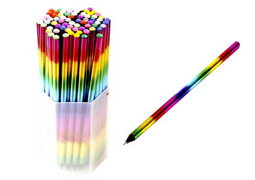 

Карандаш чернографитный ООПТ HB с камешком, корпус черное дерево с радужной фольгой, Черный