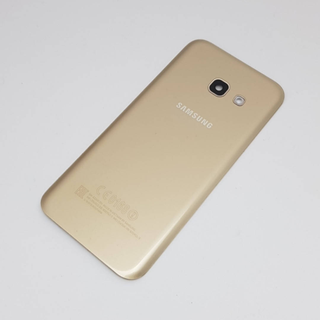 

С дефектом. Задняя крышка Samsung Galaxy A3 2017 Duos SM-A320F золото Сервисный оригинал с разборки, Золотистый
