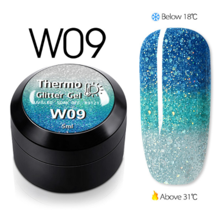 

Глиттерный термо-гель, 5 мл, №W09, Синий