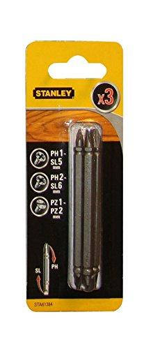 

Биты в наборе двусторонние 3 ед. (Ph1-Sl5, Ph2-Sl6, Pz1-2, L-86 мм) Stanley STA61384