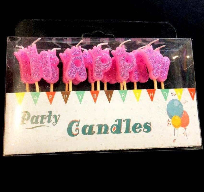 

Свечи-буквы «Happy Birthday» розовые, Розовый