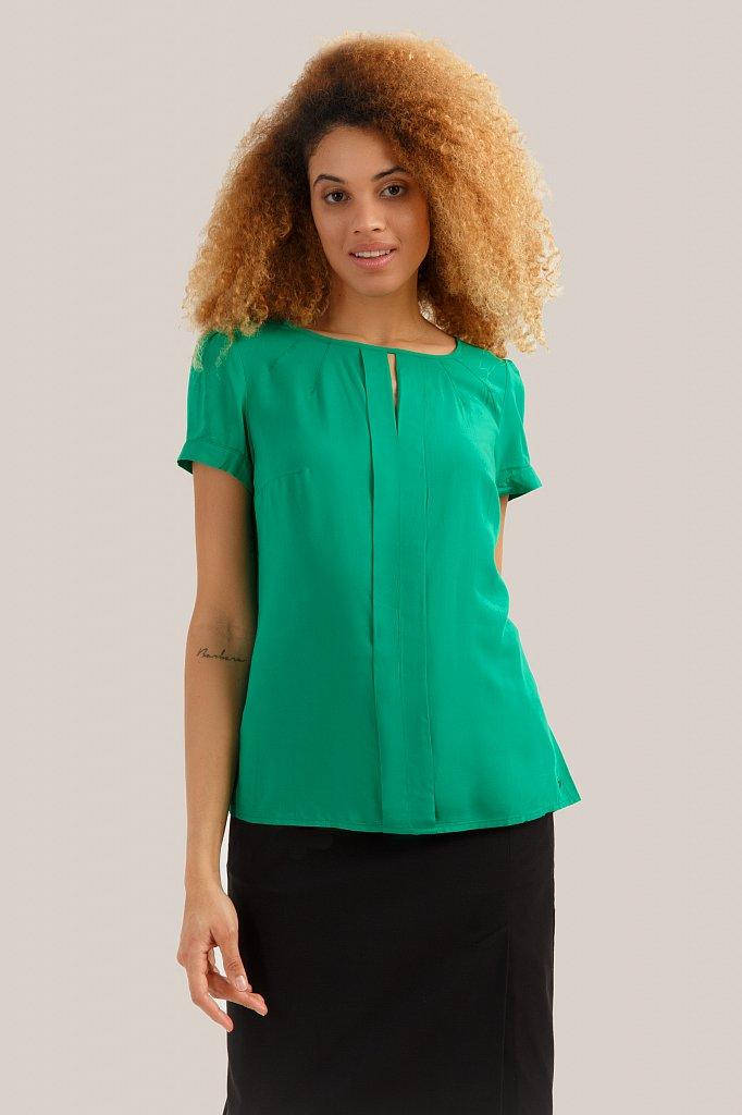 

Летняя блузка из вискозы с коротким рукавом Finn Flare S19-11099-500 зелёная M, Зелёный