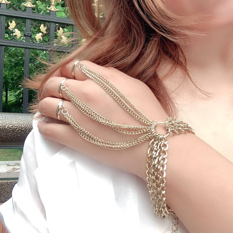 

Слейв панжа браслет на руку цепи с кольцом - тренд бижутерии купить недорого бохо