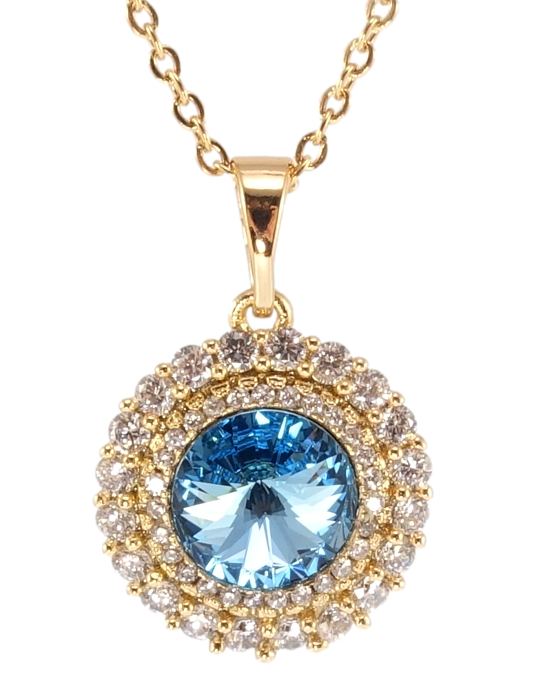 

Кулон Xuping Позолота 18K с кр-ми Swarovski на цепочке "Кристалл Aquamarine в цирконии" длина 40-45см х 1мм