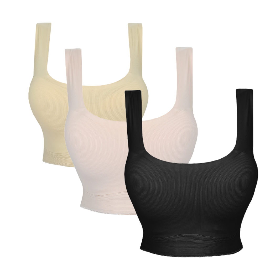 

Бюстгальтер топ женский бесшовный в рубчик Janel, 80В, Черный