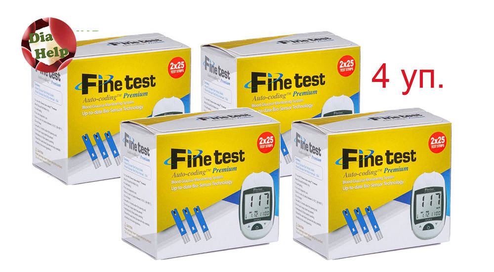 

Тест-полоски Файнтест Премиум (Finetest Premium) 4 упаковки - 200 штук