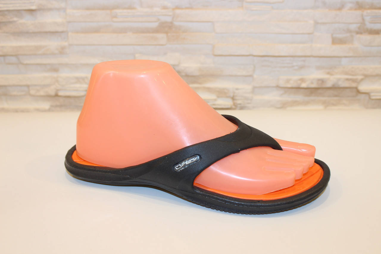 

Вьетнамки черные с оранжевым силикон Б273