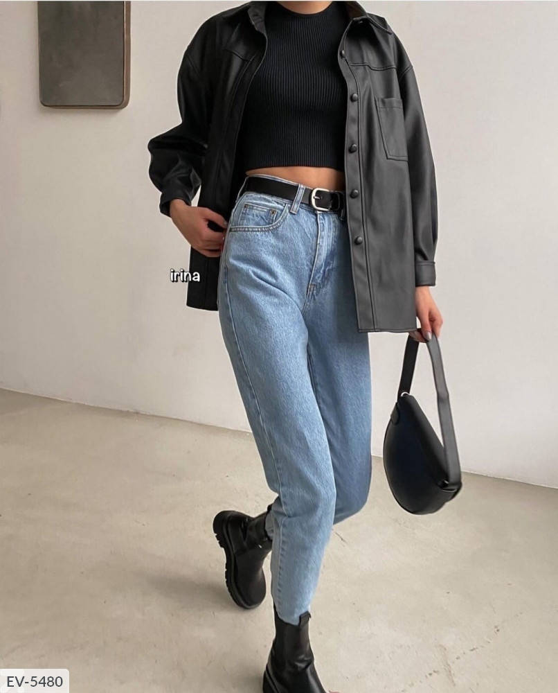 

Женская кожаная рубашка oversize (турецкая экокожа) чёрная M/L, Черный