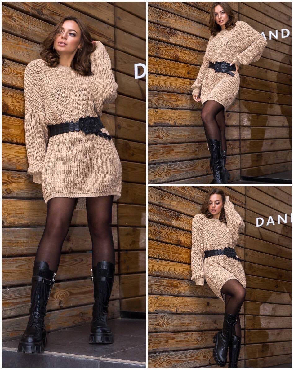 

Платье-туника женское шерсть + акрил р.oversize 46-56(6цв) "LILI" недорого от прямого поставщика