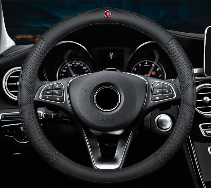

Чехол оплетка Cool на руль для автомобиля Fiat натуральная кожа, Черный