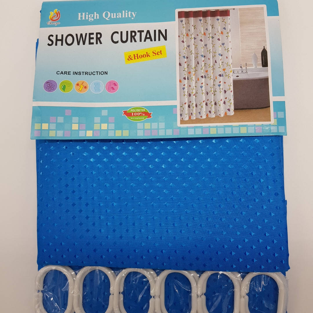 

Шторка в ванную тканевая однотонная "Пика" 180х180см. Синий цвет.